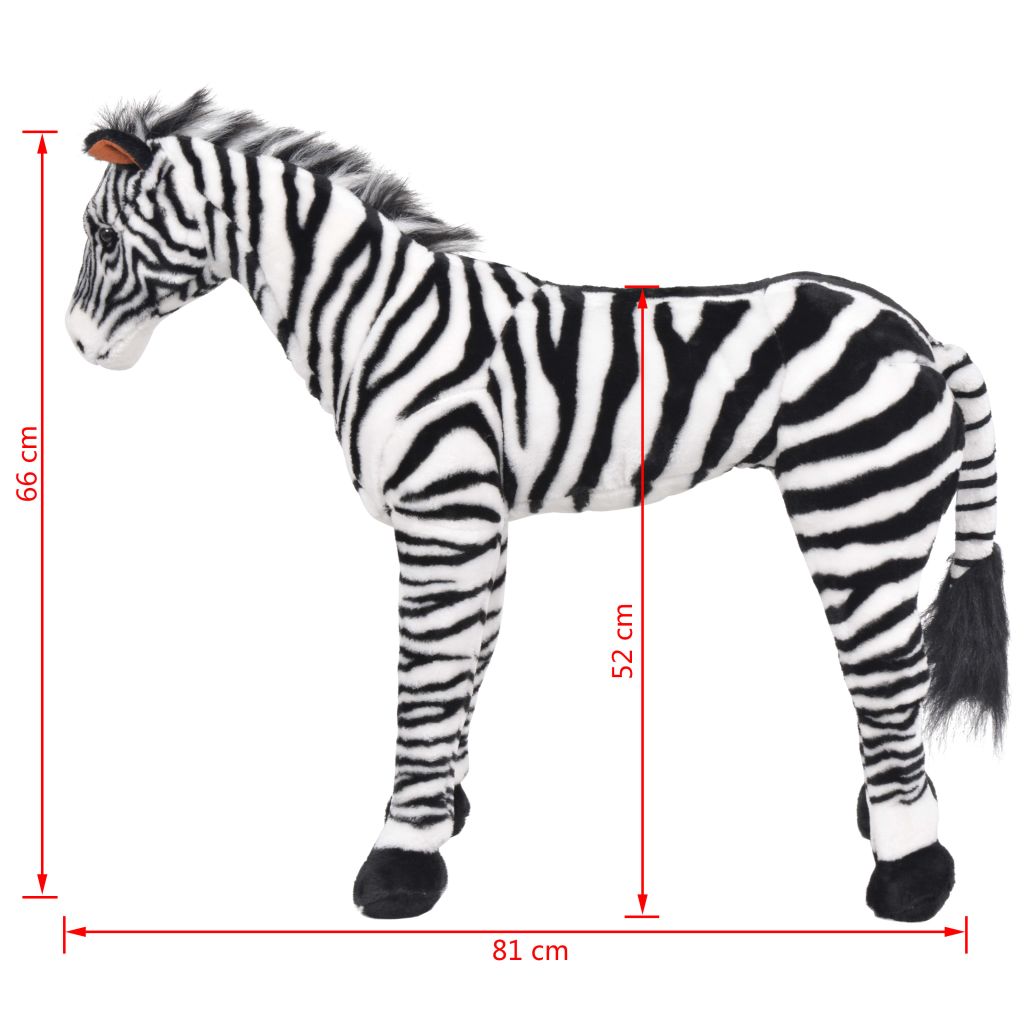 Standing Plush Toy Zebra Black and White XXL Europe