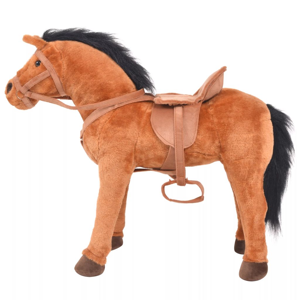 Standing Toy Horse Plush Brown