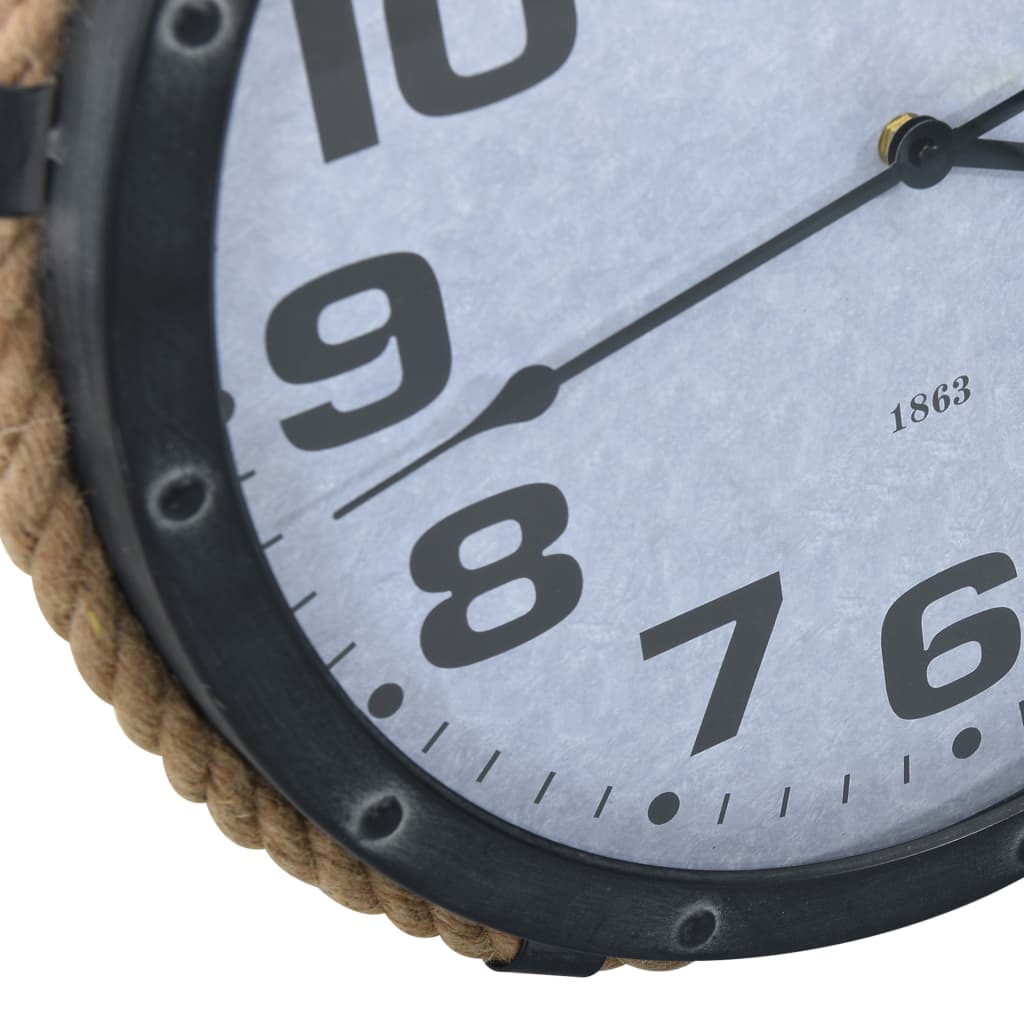 Wall Clock with Rope Black and Brown 44x8x79 cm Iron and MDF