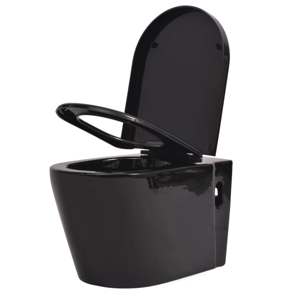 Wall Hung Toilet with Concealed Cistern Ceramic Black