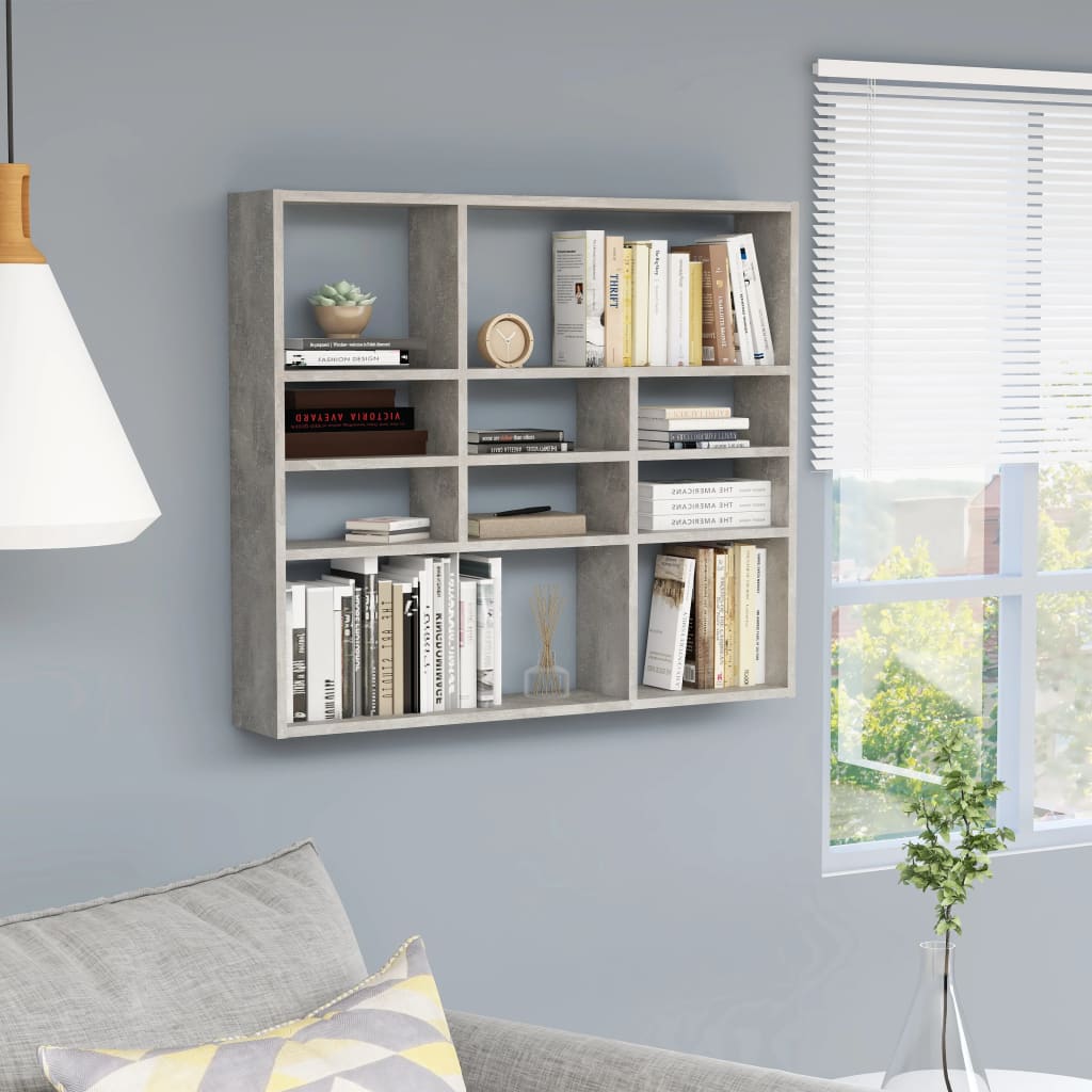 

Wall Shelf Concrete Grey 90x16x78 cm Chipboard