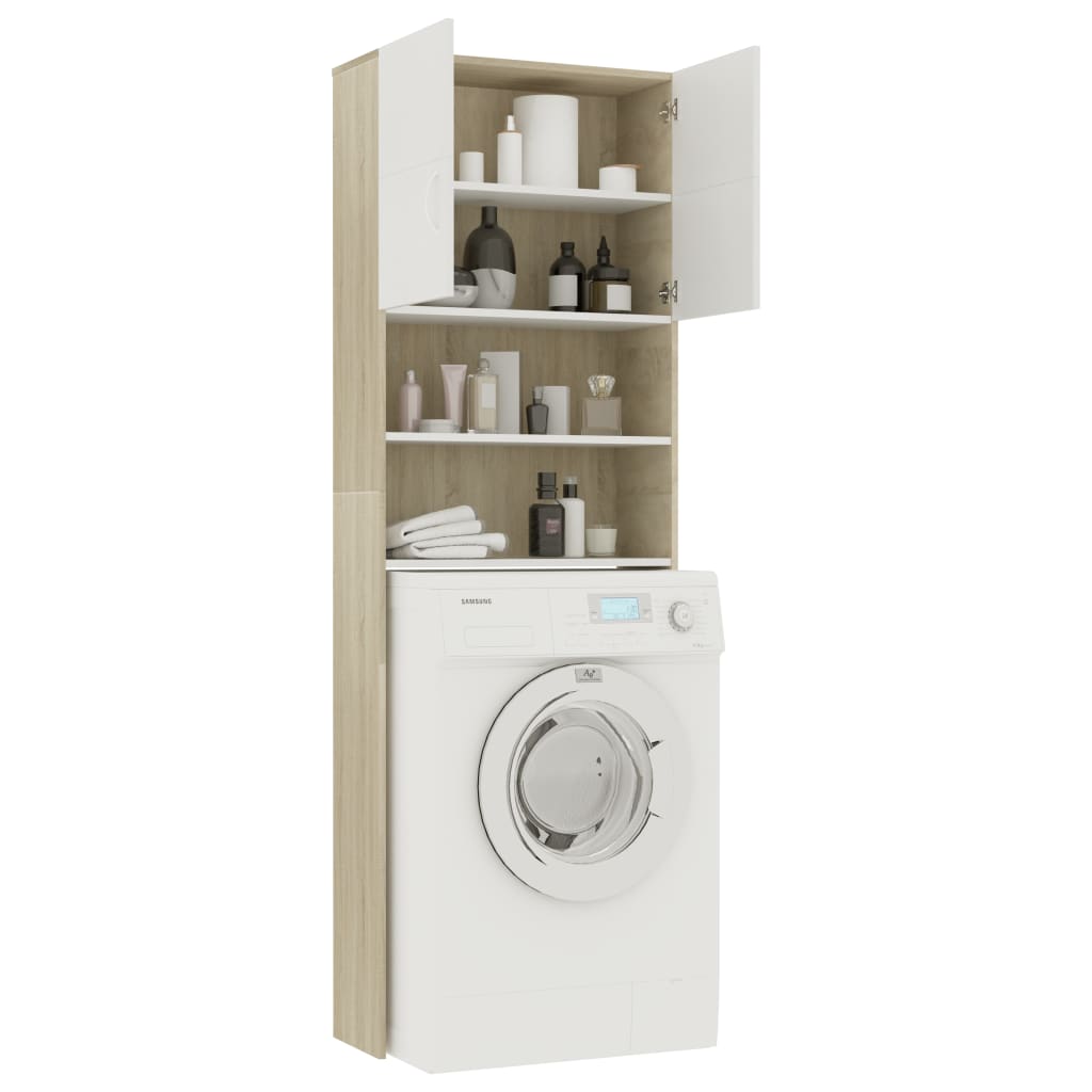 Washing Machine White and Sonoma Oak 64x25.5x190 cm