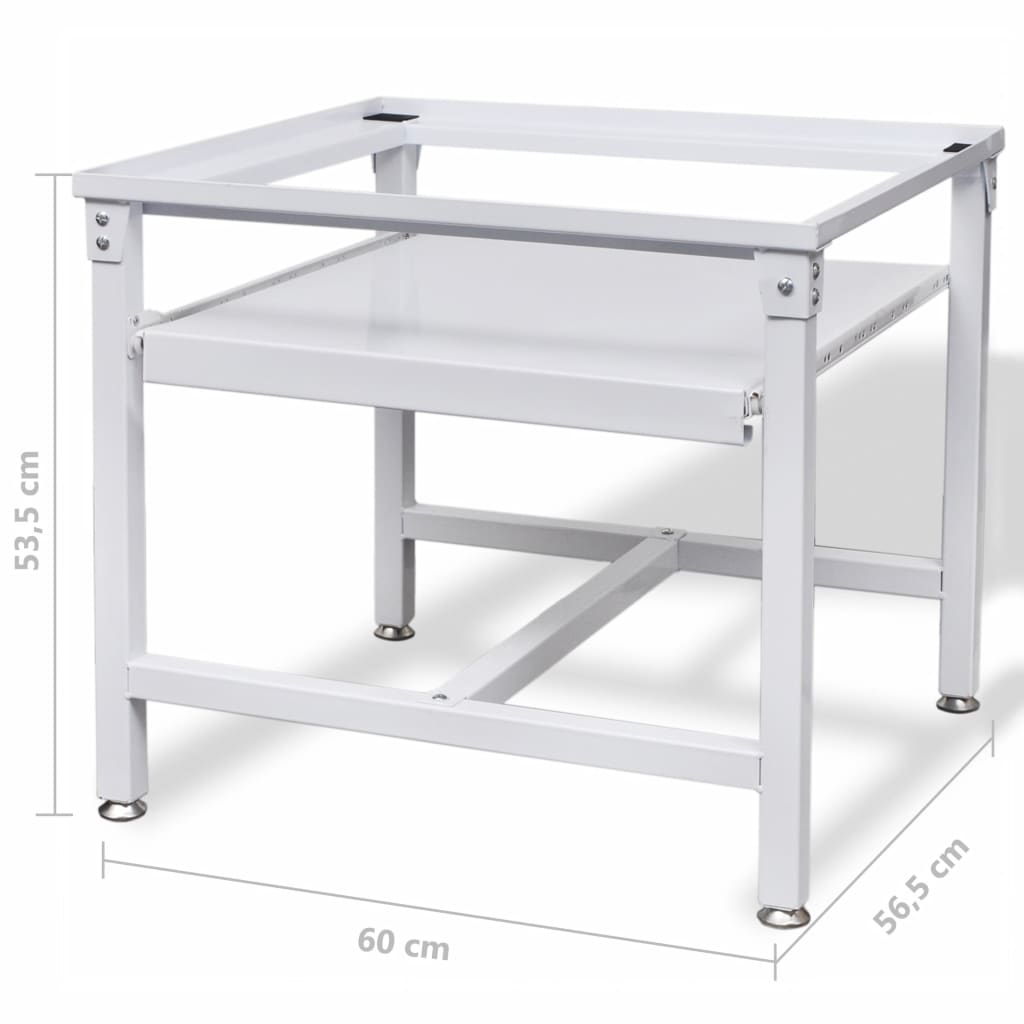 Washing Machine Pedestal with PullOut Shelf White