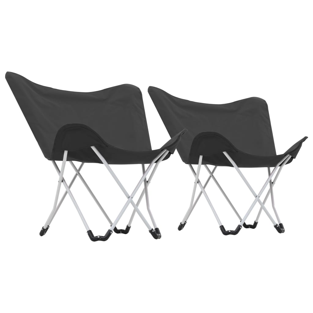 Butterfly Camping Chairs 2 pcs Foldable Black