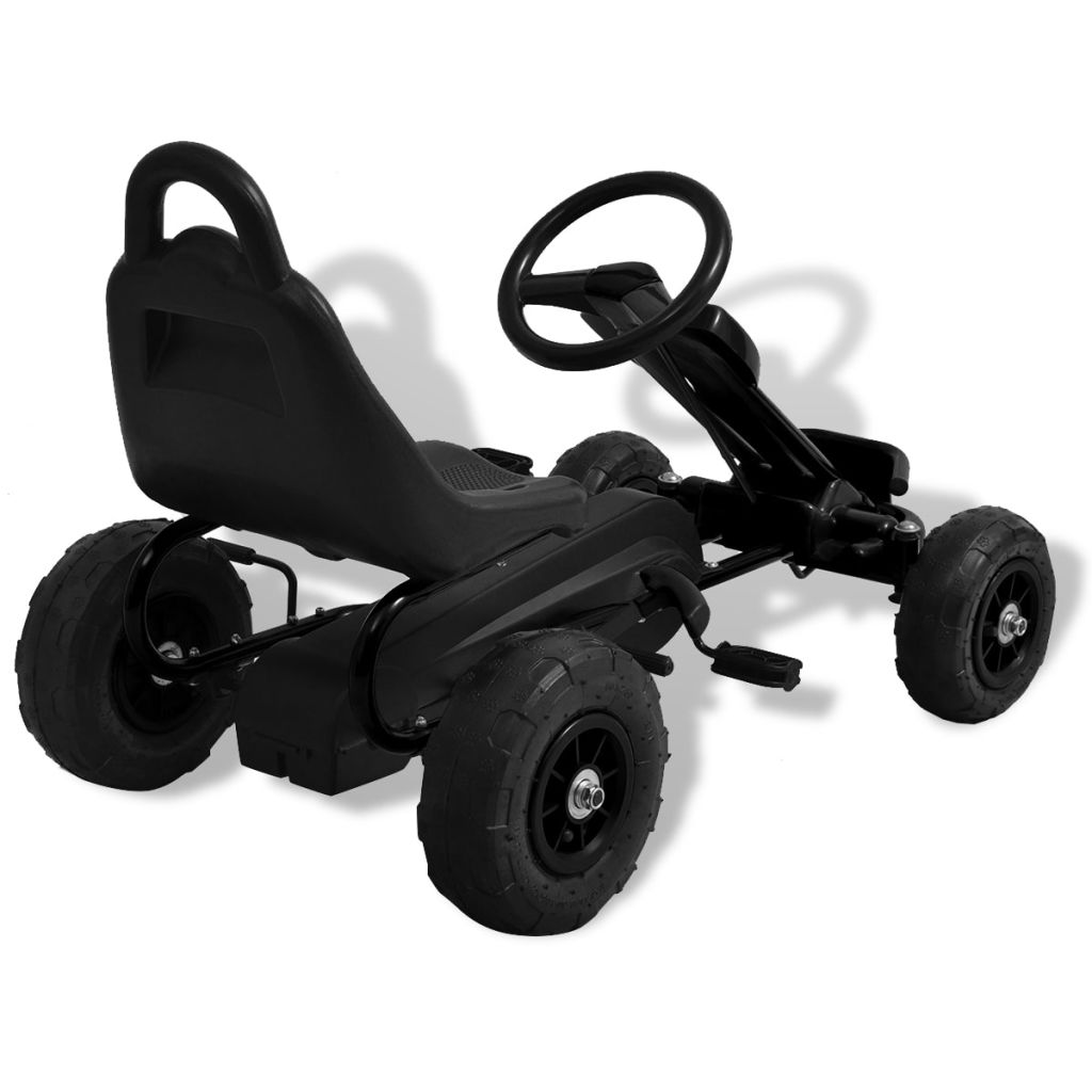 Pedal GoKart with Pneumatic Tyres Black Europe