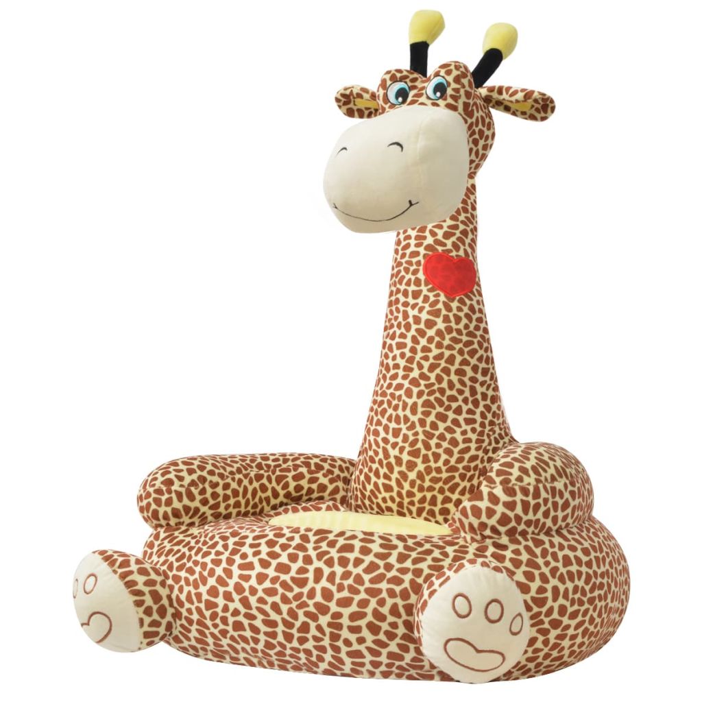 Plush Children&#39;s Chair Giraffe Brown
