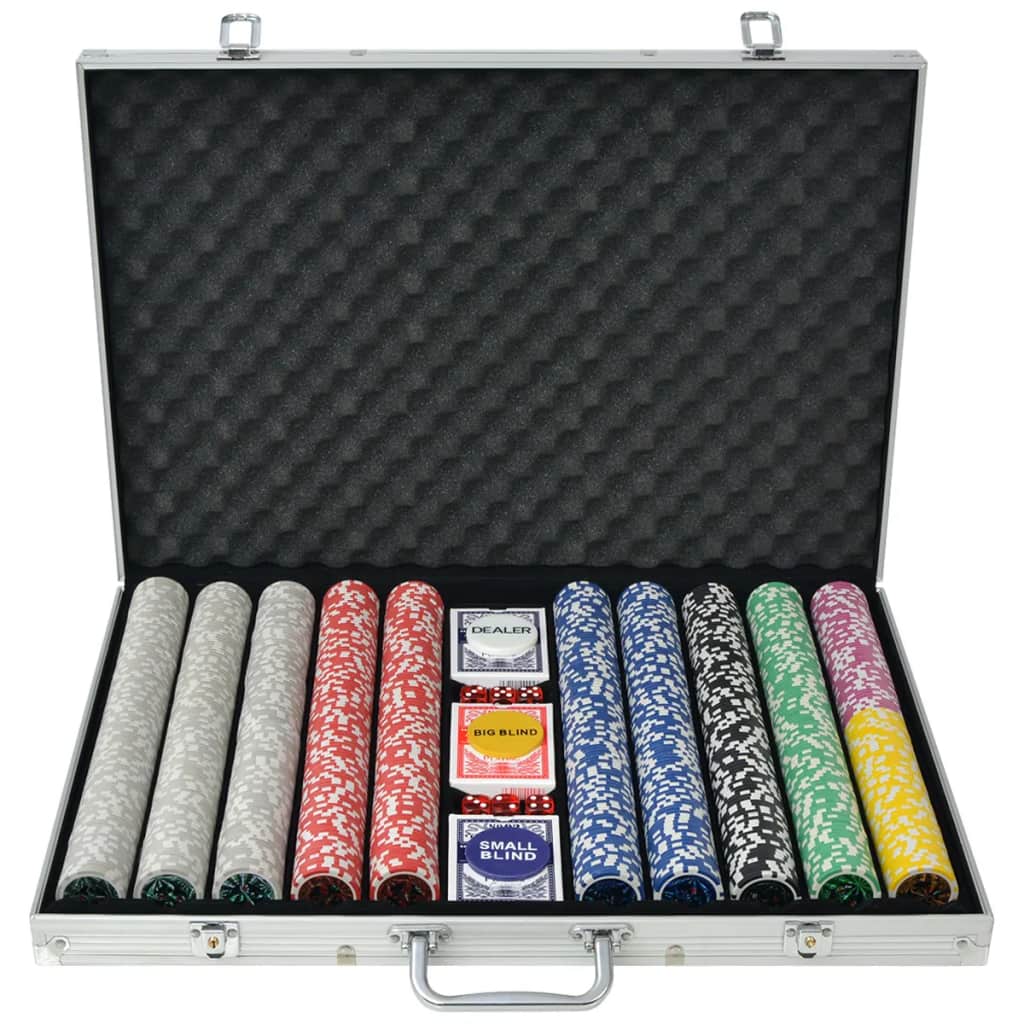 Покерный набор с 1000 лазерными чипами из алюминия