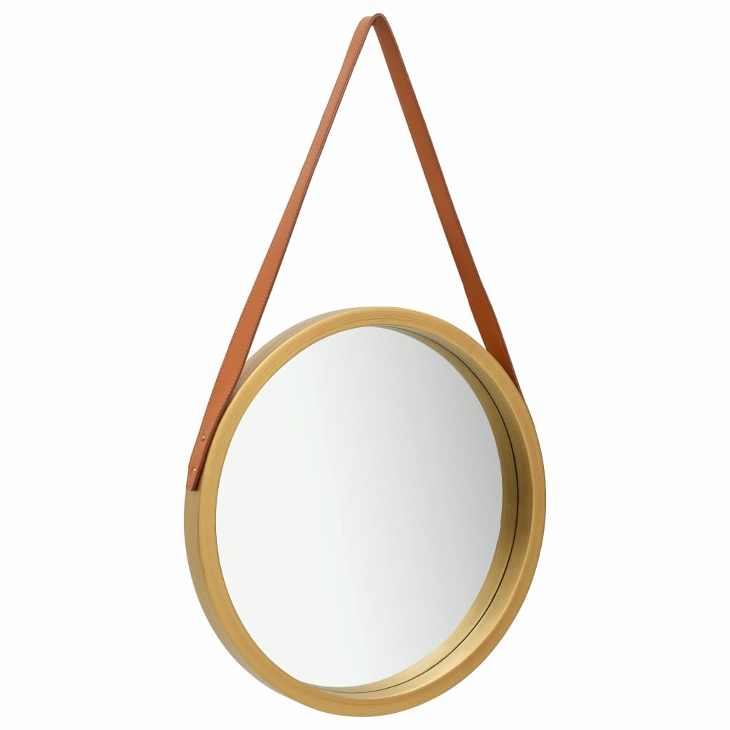 Настенное зеркало с ремешком 50 см, золото