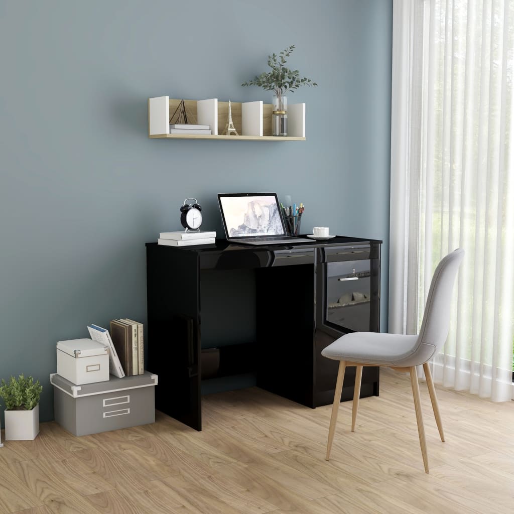 

Desk High Gloss Black 100x50x76 cm Chipboard