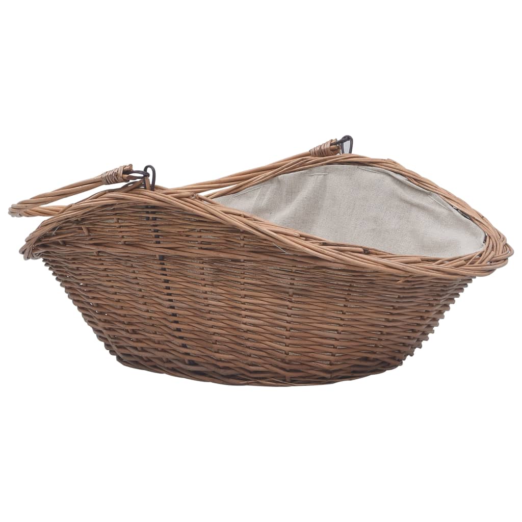 Firewood Basket with Handle 60x44x55 cm Natural Willow