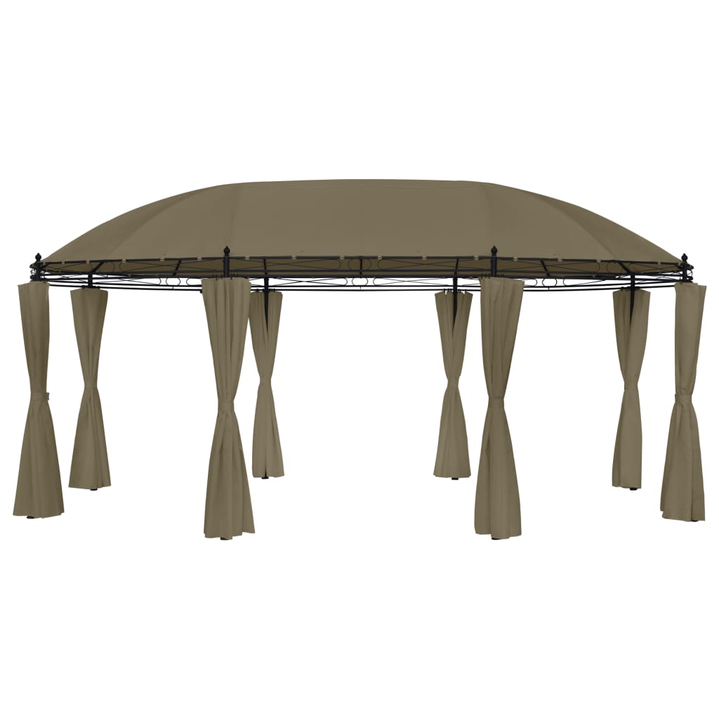 Gazebo with Curtains 5.3x3.5x2.65 m Taupe 180 g/m²