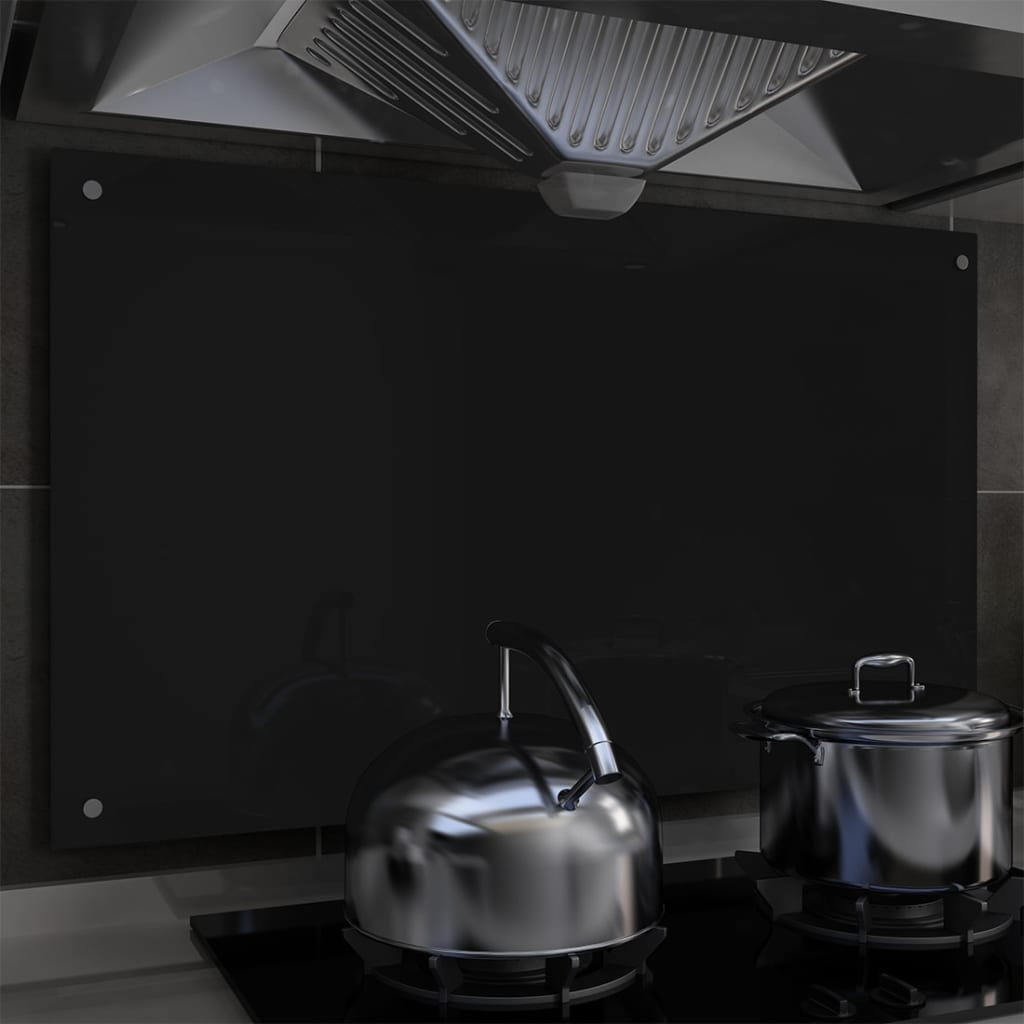Kitchen Backsplash Black 100x60 cm Tempered Glass
