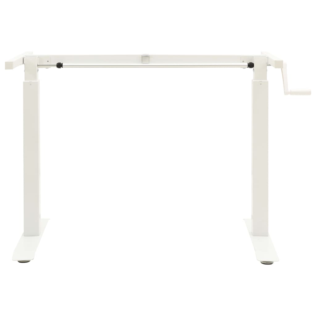Manual Height Adjustable Standing Desk Frame Hand Crank White