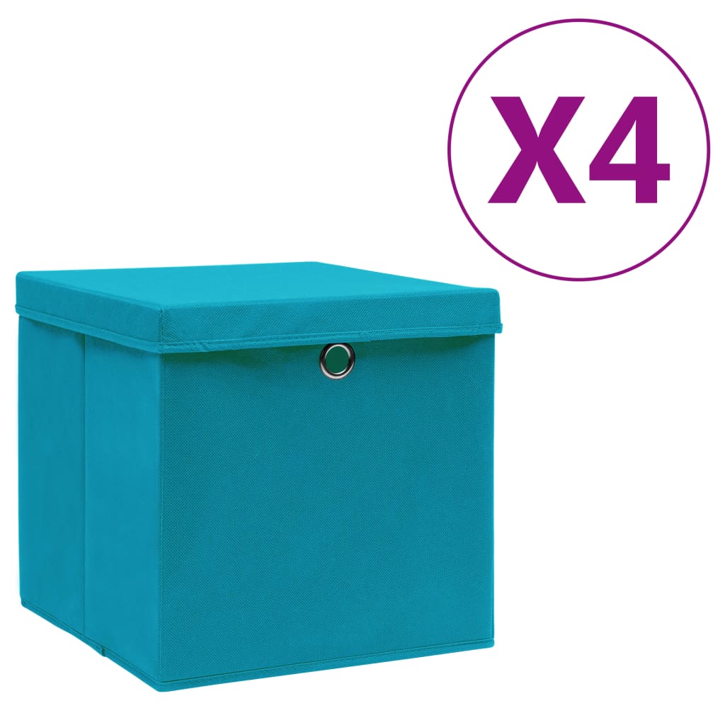 

Storage Boxes with Covers 4 pcs 28x28x28 cm Baby Blue
