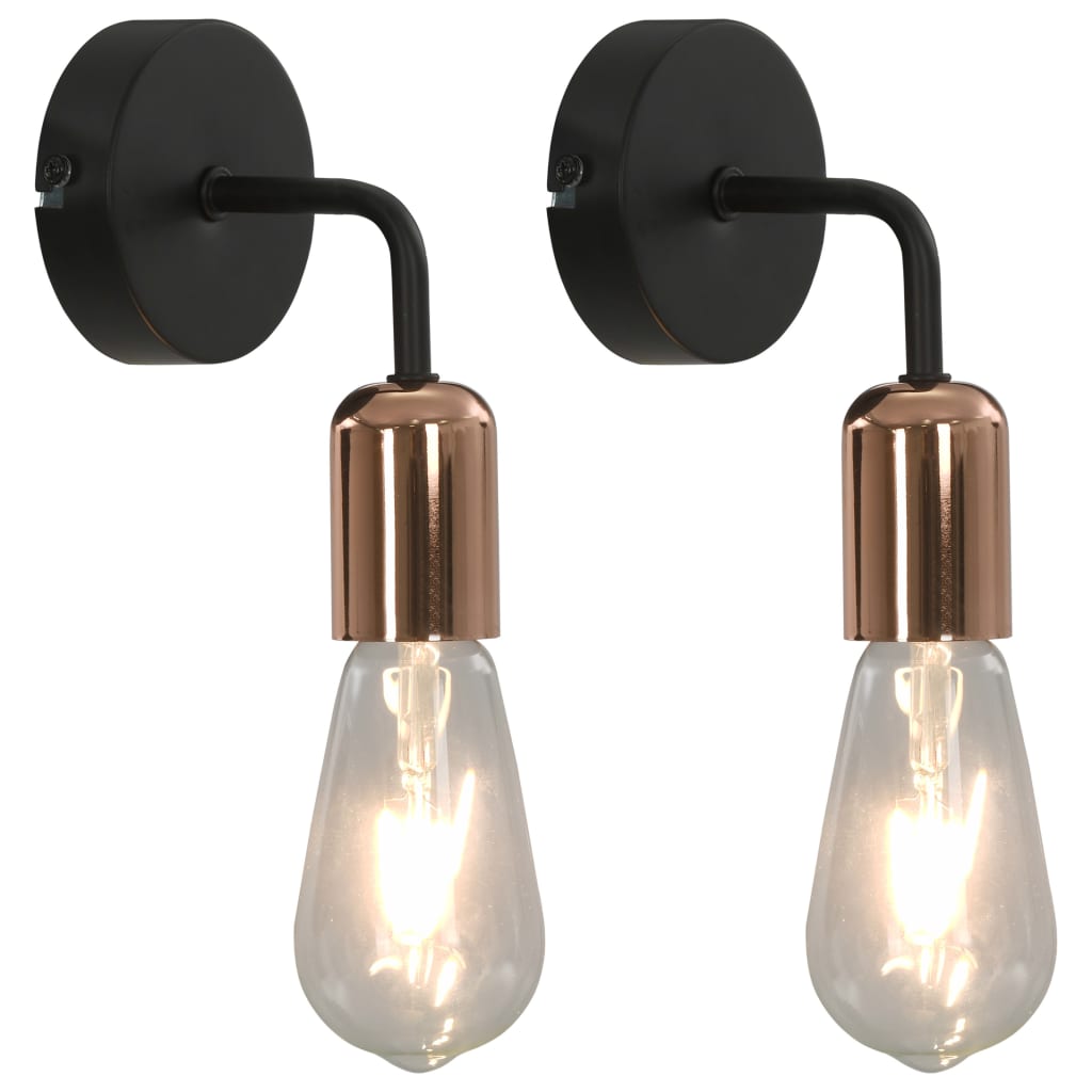 

Wall Lights 2 pcs Black and Copper E27