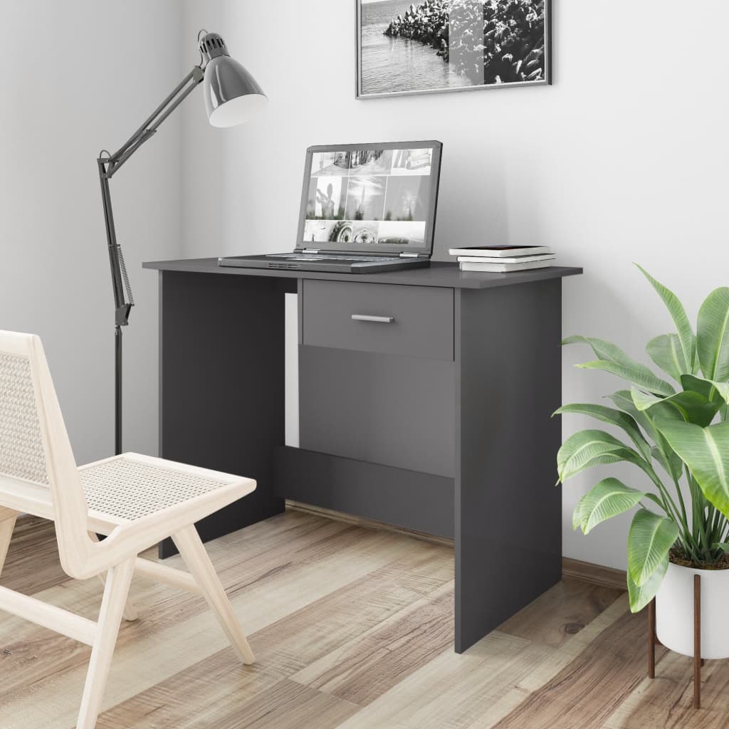 

Desk High Gloss Grey 100x50x76 cm Chipboard