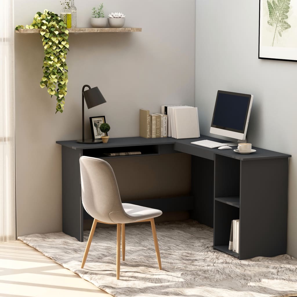 

L-Shaped Corner Desk Grey 120x140x75 cm Chipboard