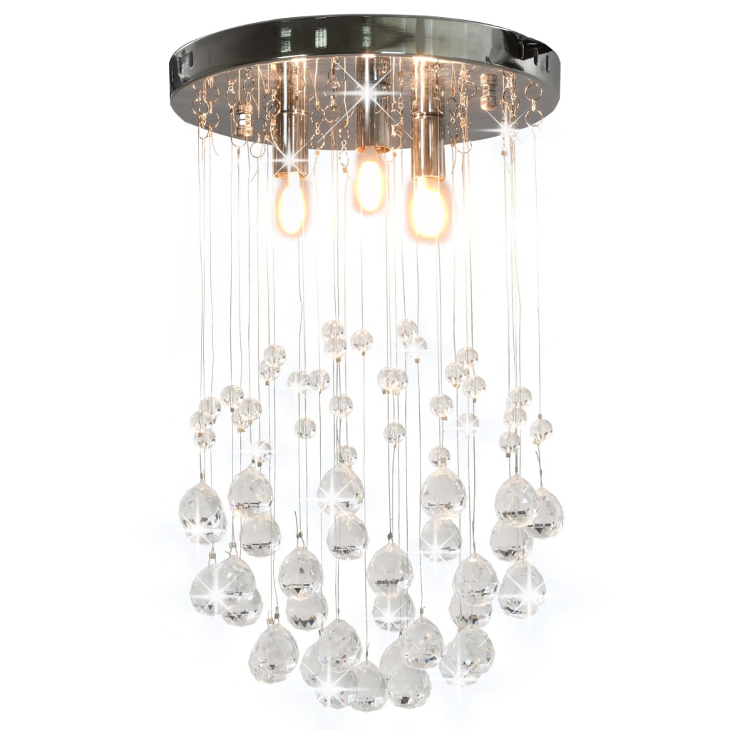 

281575 Ceiling Lamp with Crystal Beads Silver Sphere 3 x G9 Bulbs