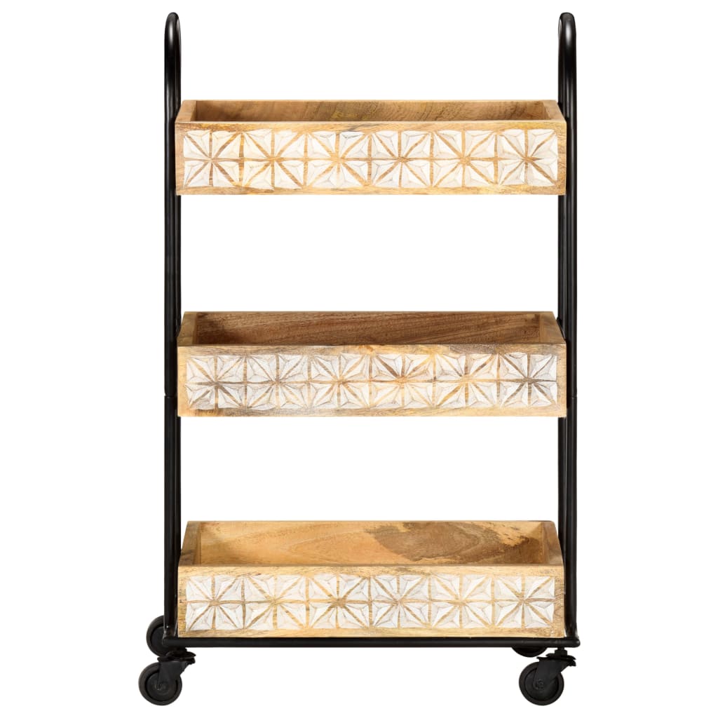 3 Tier Kitchen Trolley 46x30x76 Cm Solid Mango Wood   3 Tier Kitchen Trolley 46x30x76 Cm Solid Mango Wood 432259 1 