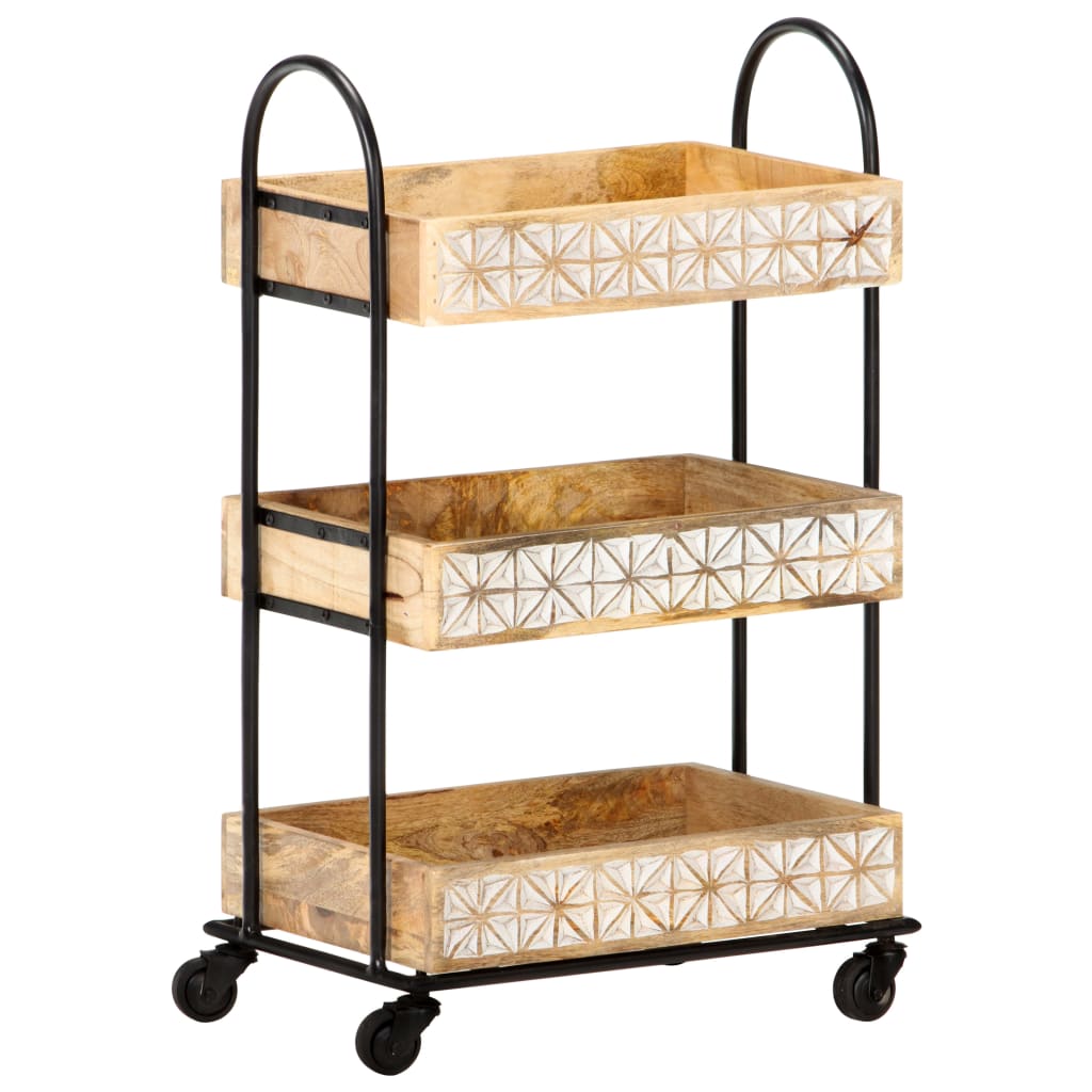 3 Tier Kitchen Trolley 46x30x76 Cm Solid Mango Wood   3 Tier Kitchen Trolley 46x30x76 Cm Solid Mango Wood 432259 8 