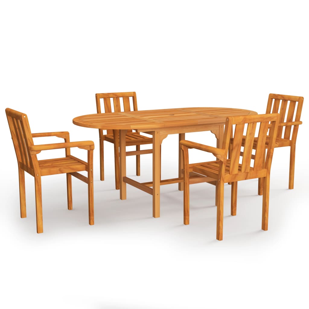 

5 Piece Garden Dining Set Solid Teak Wood
