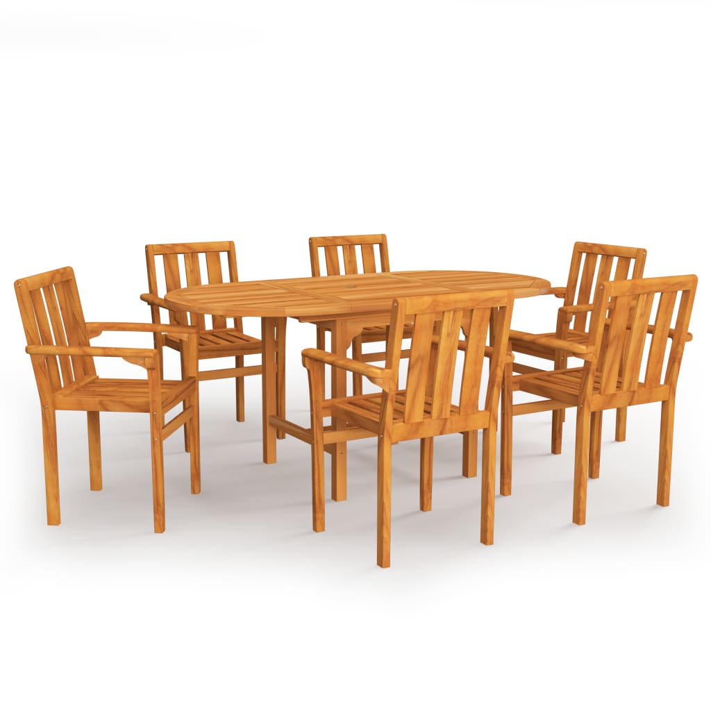 

7 Piece Garden Dining Set Solid Teak Wood