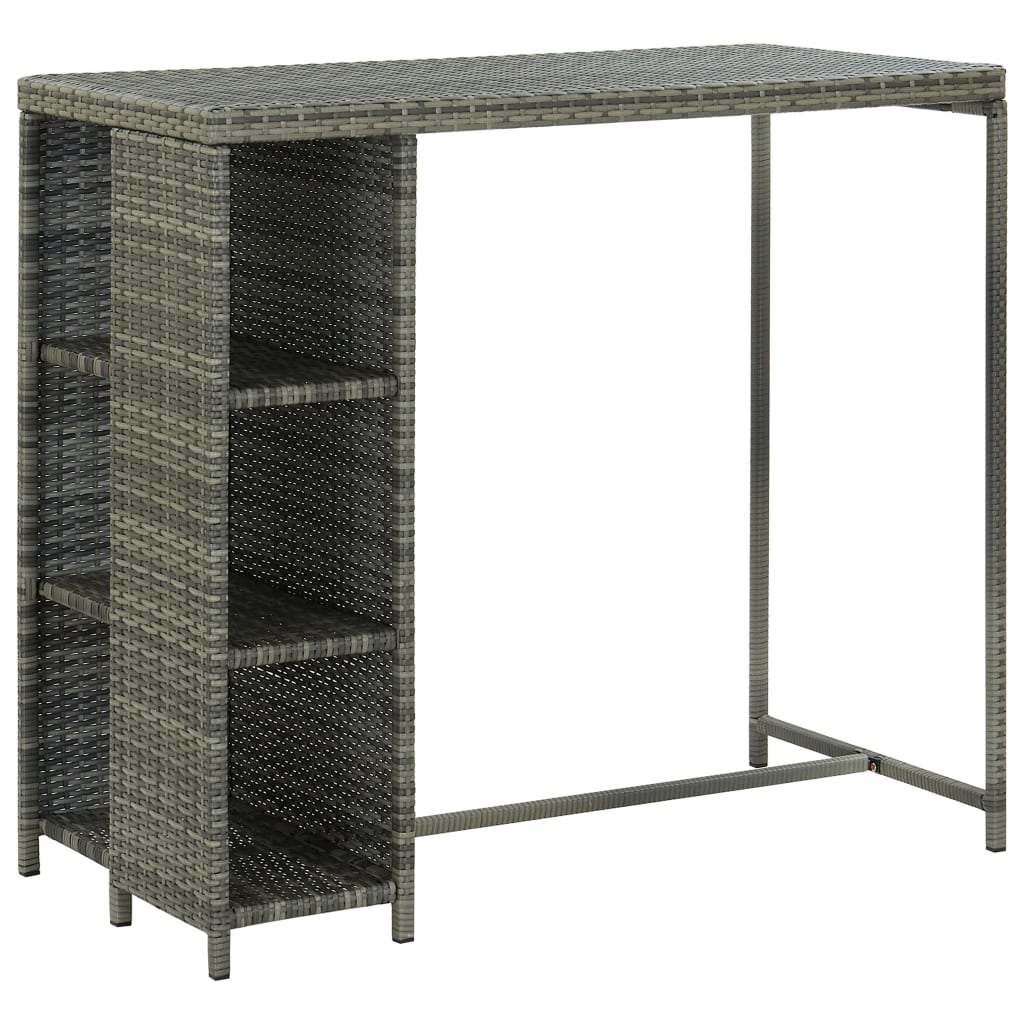 

Bar Table with Storage Rack Grey 120x60x110 cm Poly Rattan