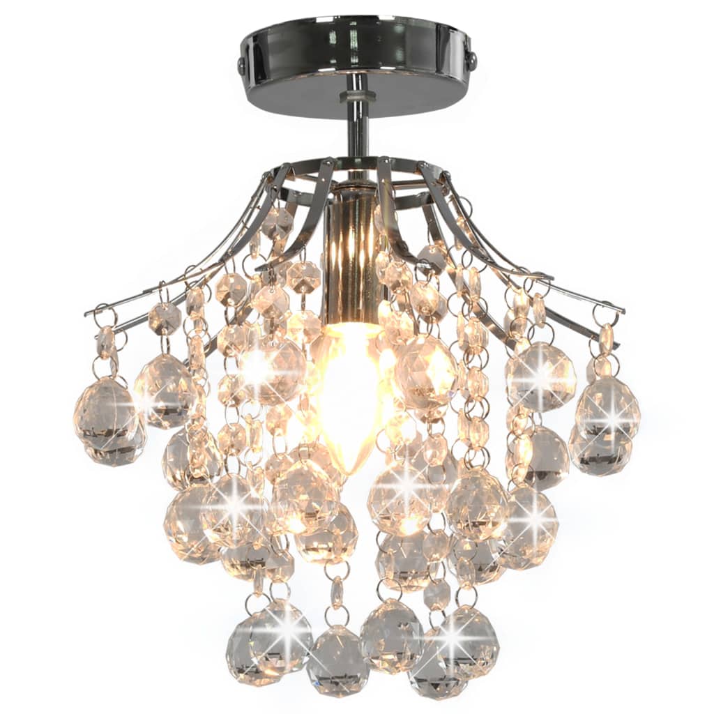 

Ceiling Lamp with Crystal Beads Silver Round E14
