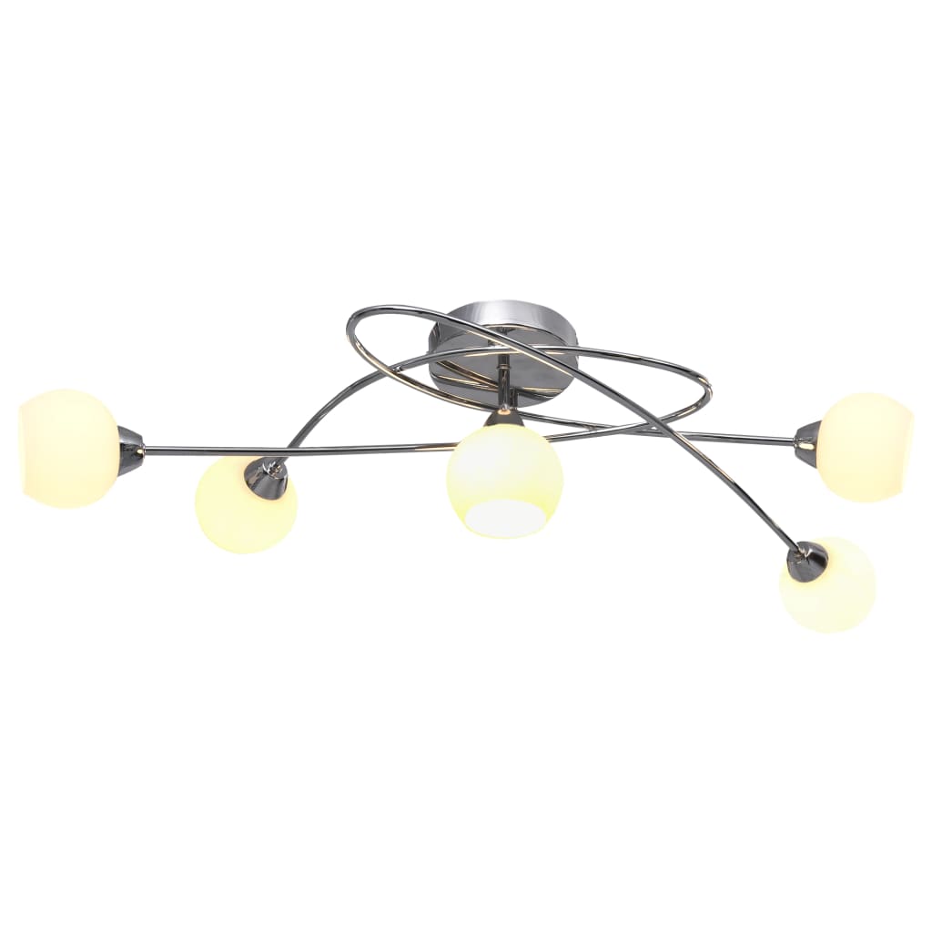 

Ceiling Lamp with Round White Ceramic Shades for 5 G9 Bulbs