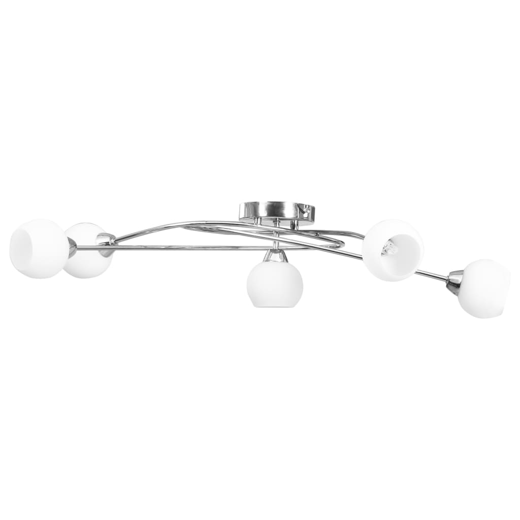 Ceiling Lamp with Round White Ceramic Shades for 5 G9 Bulbs