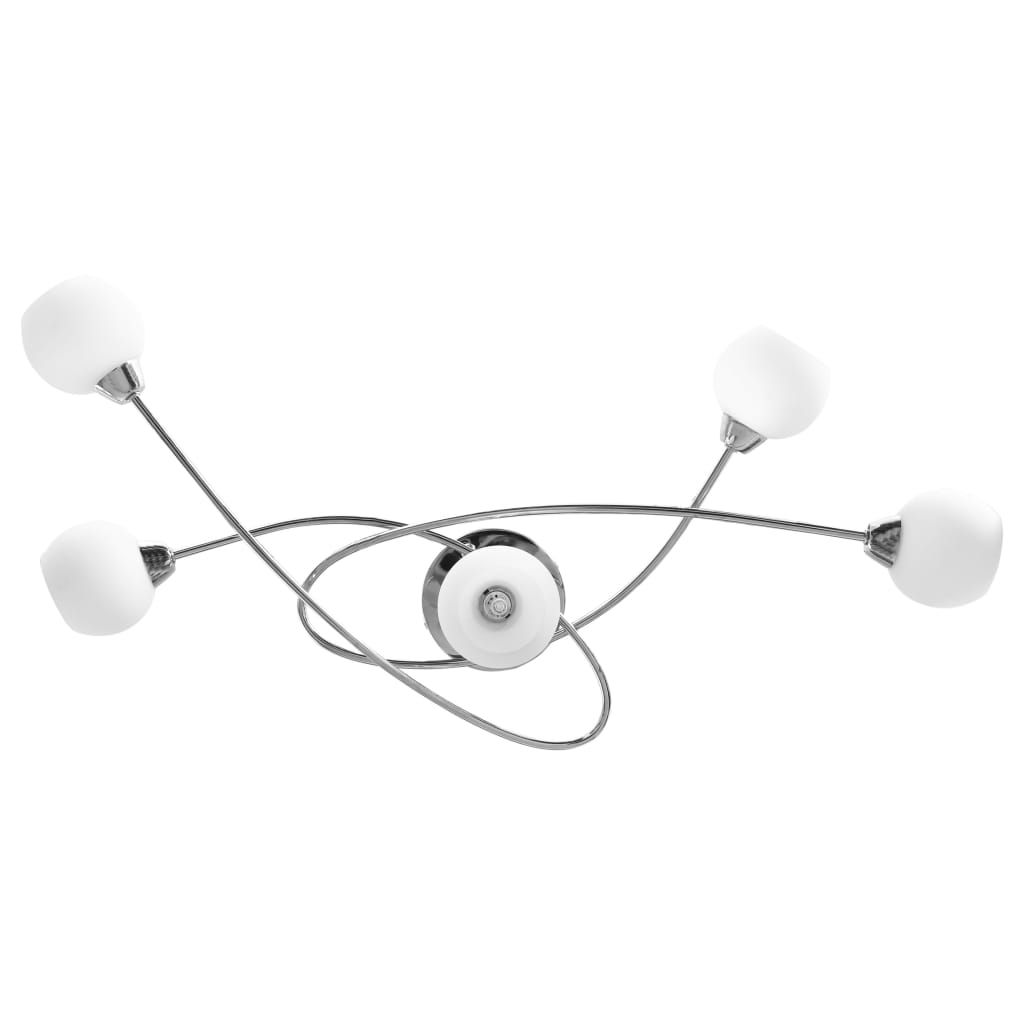 Ceiling Lamp with Round White Ceramic Shades for 5 G9 Bulbs