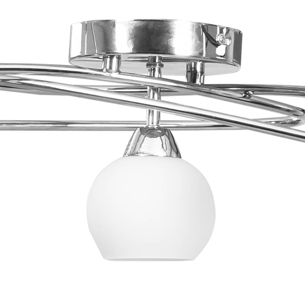 Ceiling Lamp with Round White Ceramic Shades for 5 G9 Bulbs