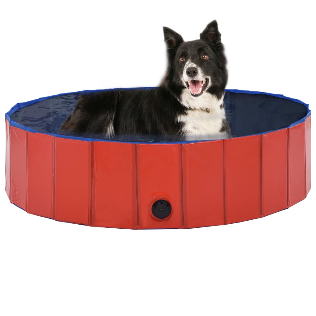 Foldable Dog Swimming Pool Red 120x30 cm PVC