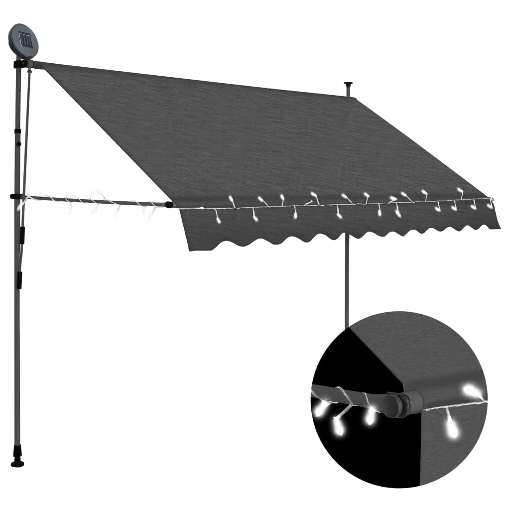 

Manual Retractable Awning with LED 250 cm Anthracite