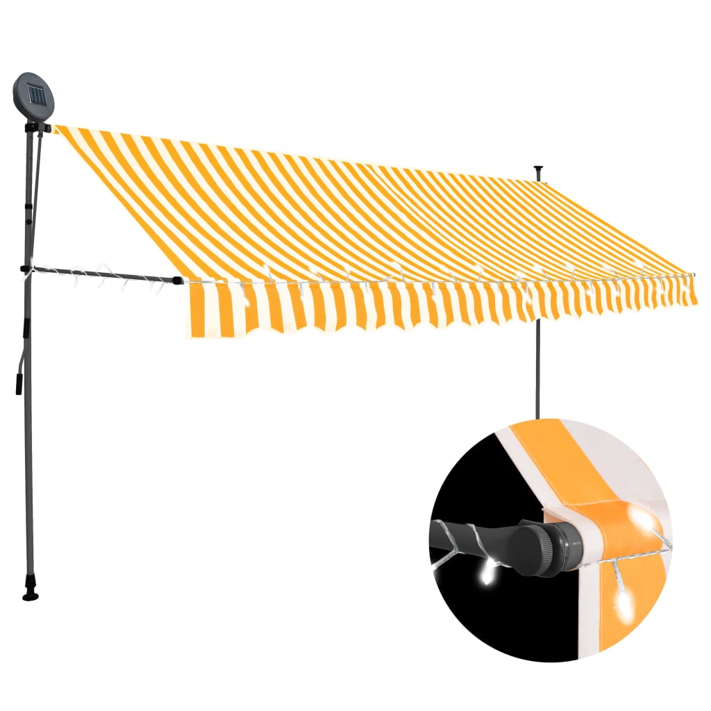 

Manual Retractable Awning with LED 400 cm White and Orange