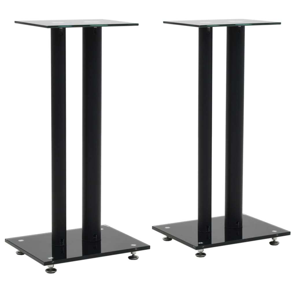 

Speaker Stands 2 pcs Tempered Glass 2 Pillars Design Black