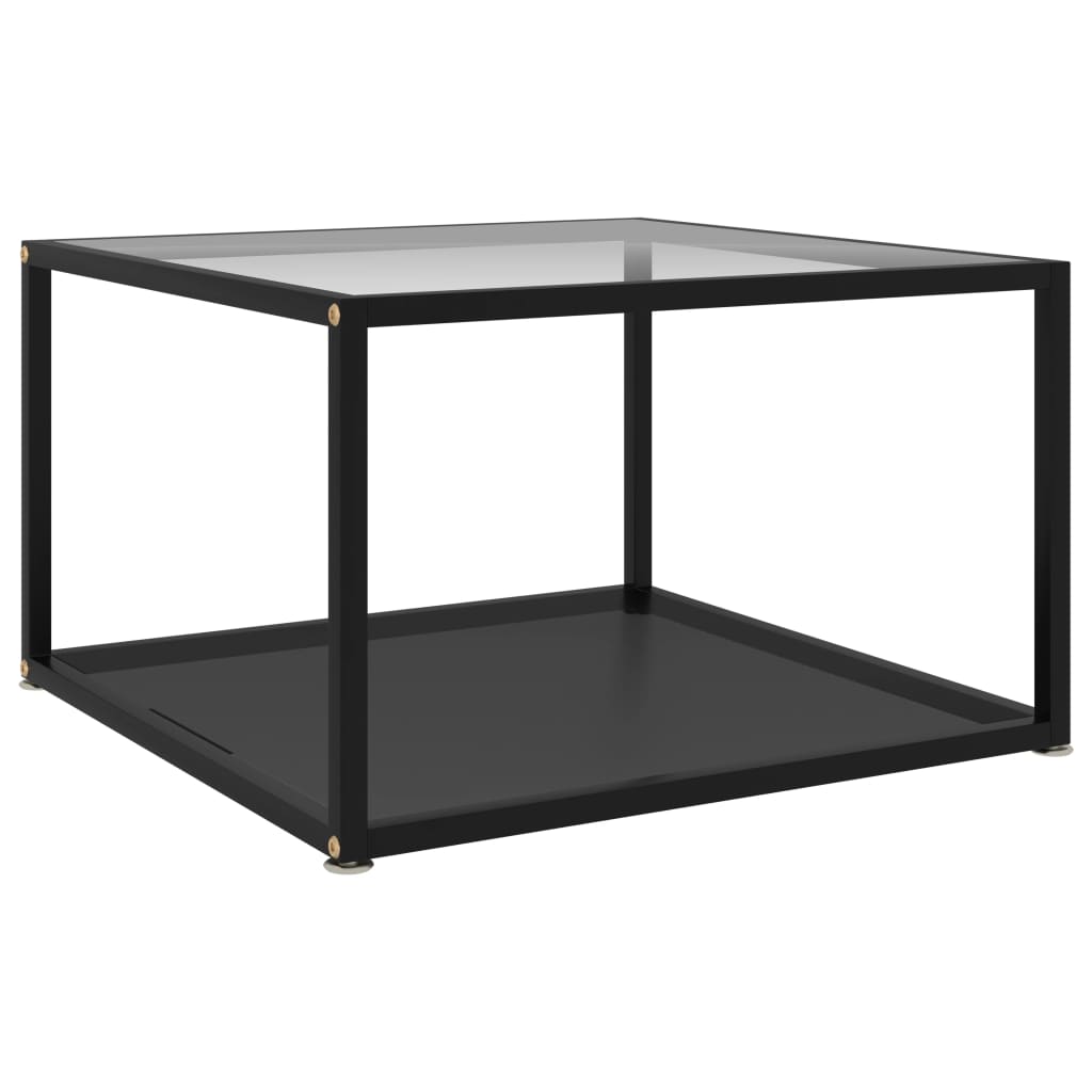 Tea Table Transparent and Black 60x60x35 cm Tempered Glass