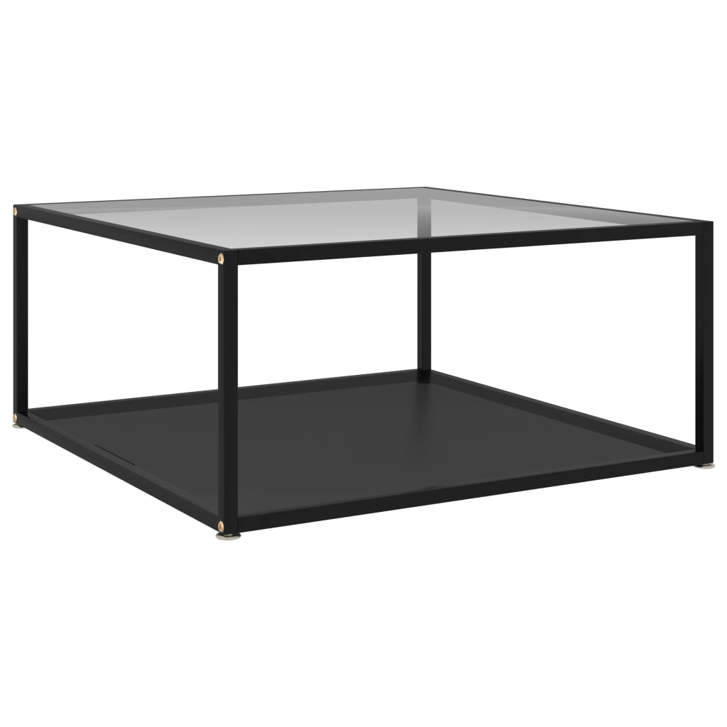 

Tea Table Transparent and Black 80x80x35 cm Tempered Glass