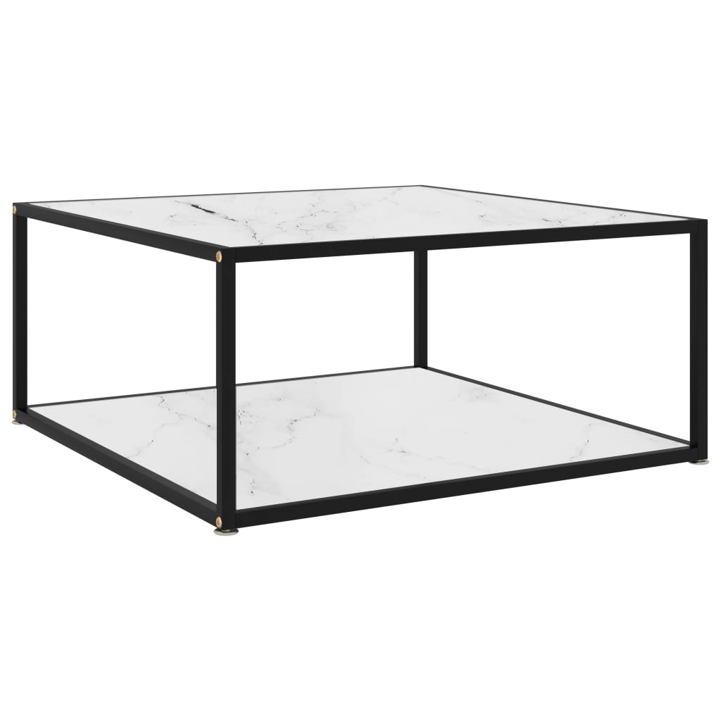 

Tea Table White 80x80x35 cm Tempered Glass