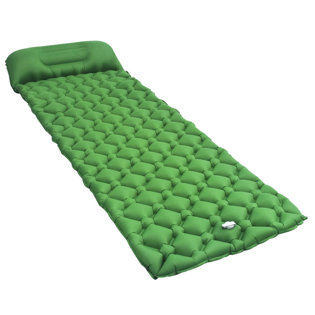 

Inflatable Air Mattress with Pillow 58x190 cm Green