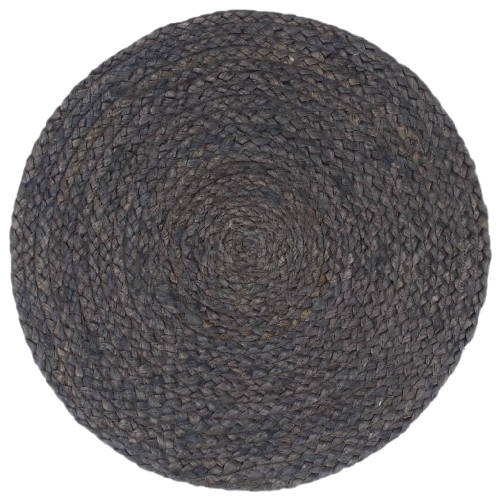 Placemats 6 ชิ้น Plain Dark Grey 38 cm Round Jute