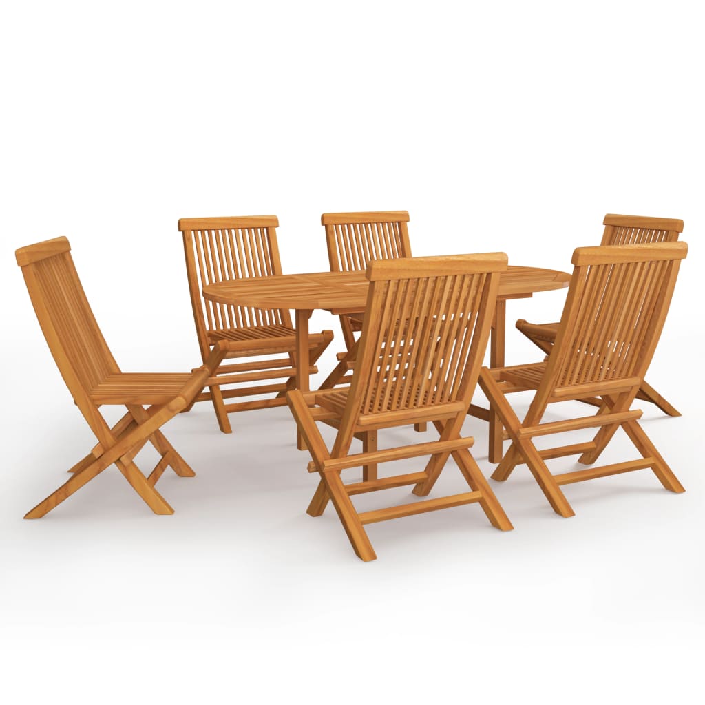 

7 Piece Garden Dining Set Solid Teak Wood