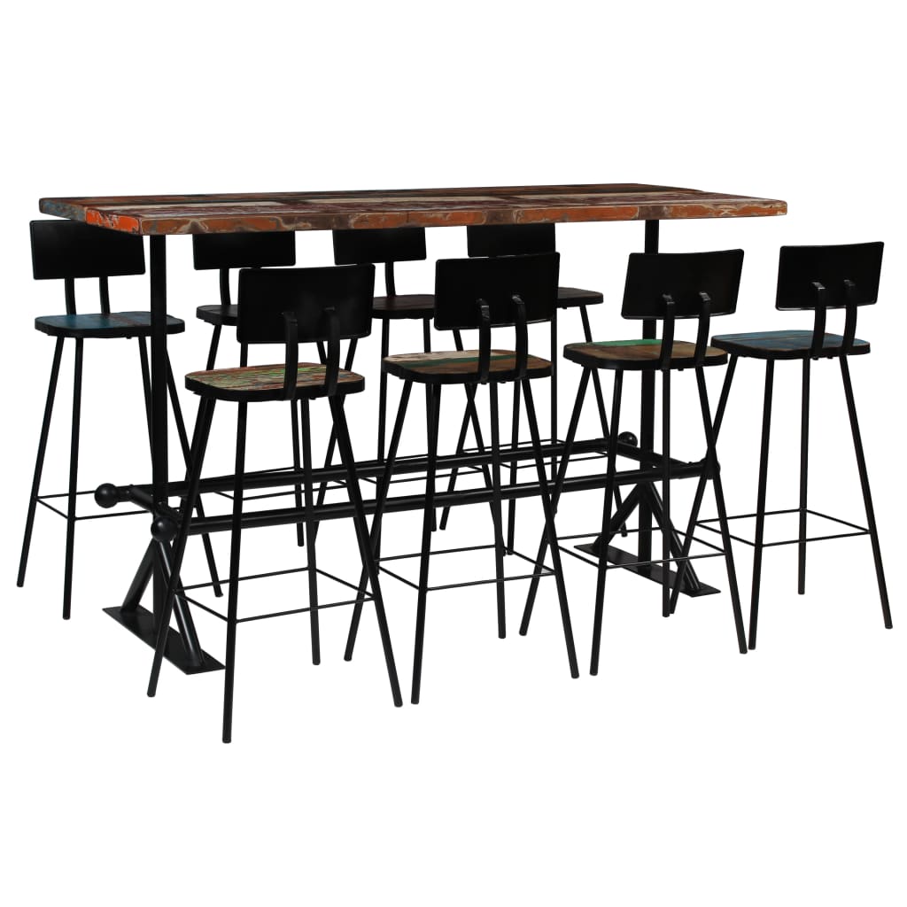 

Bar Set 9 Piece Solid Reclaimed Wood Multicolour
