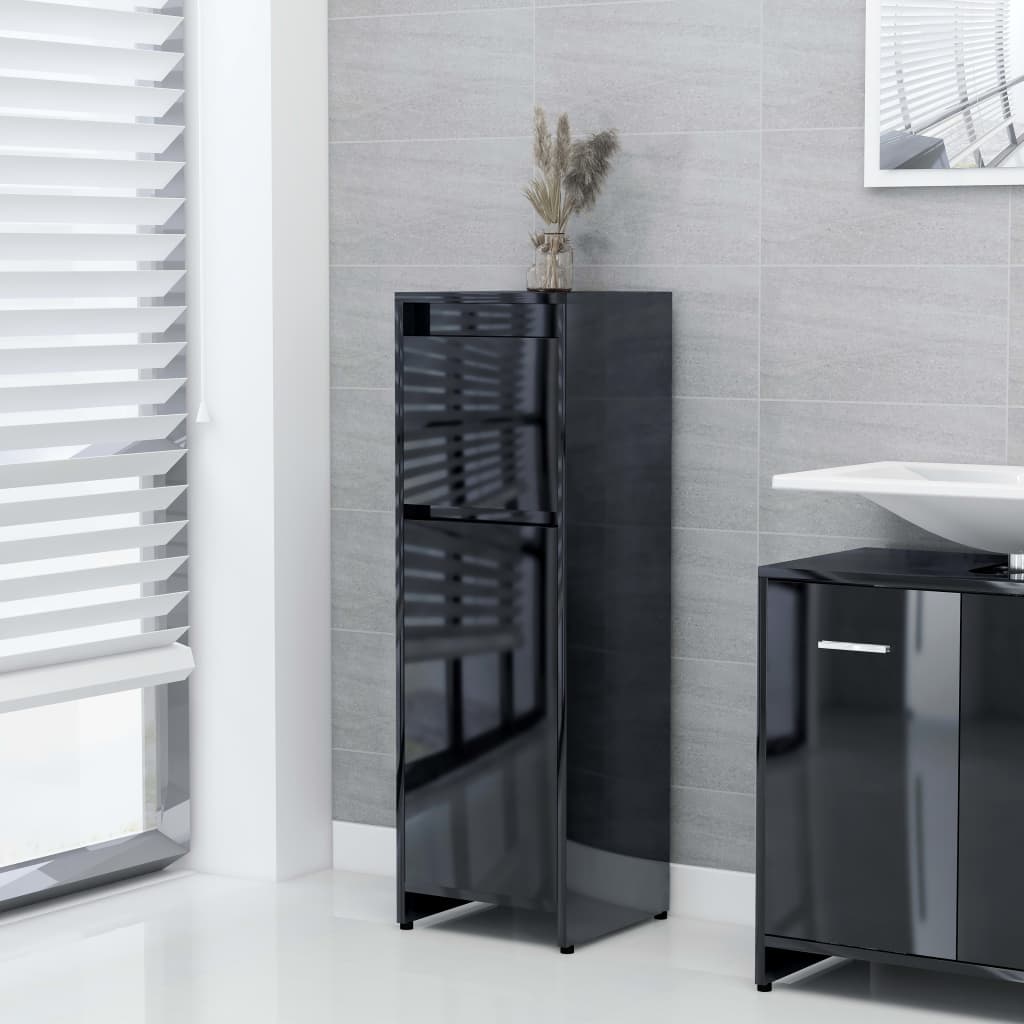 

Bathroom Cabinet High Gloss Black 30x30x95 cm Chipboard