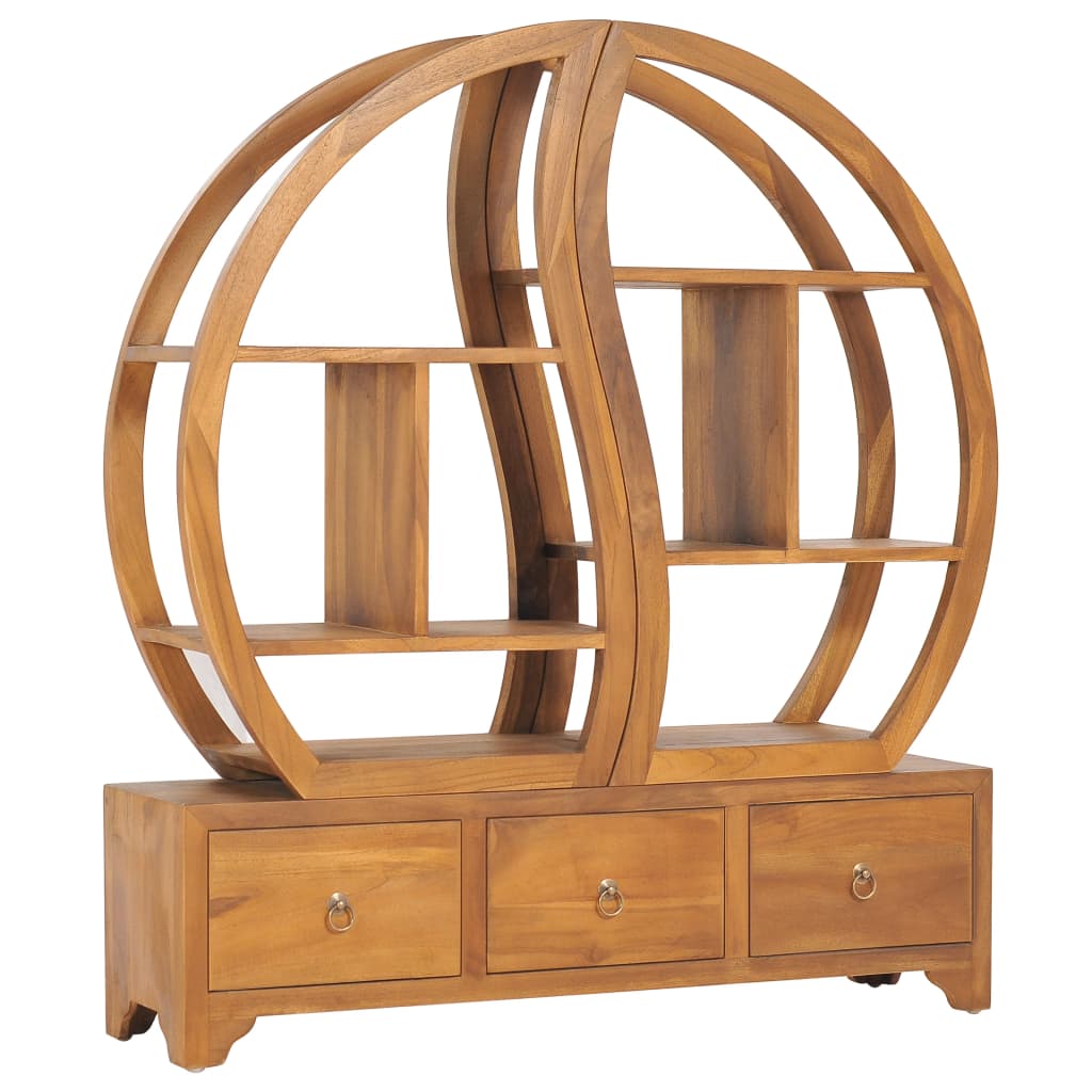 Cabinet with Yin Yang Shelf 100x26x112 cm Solid Teak Wood