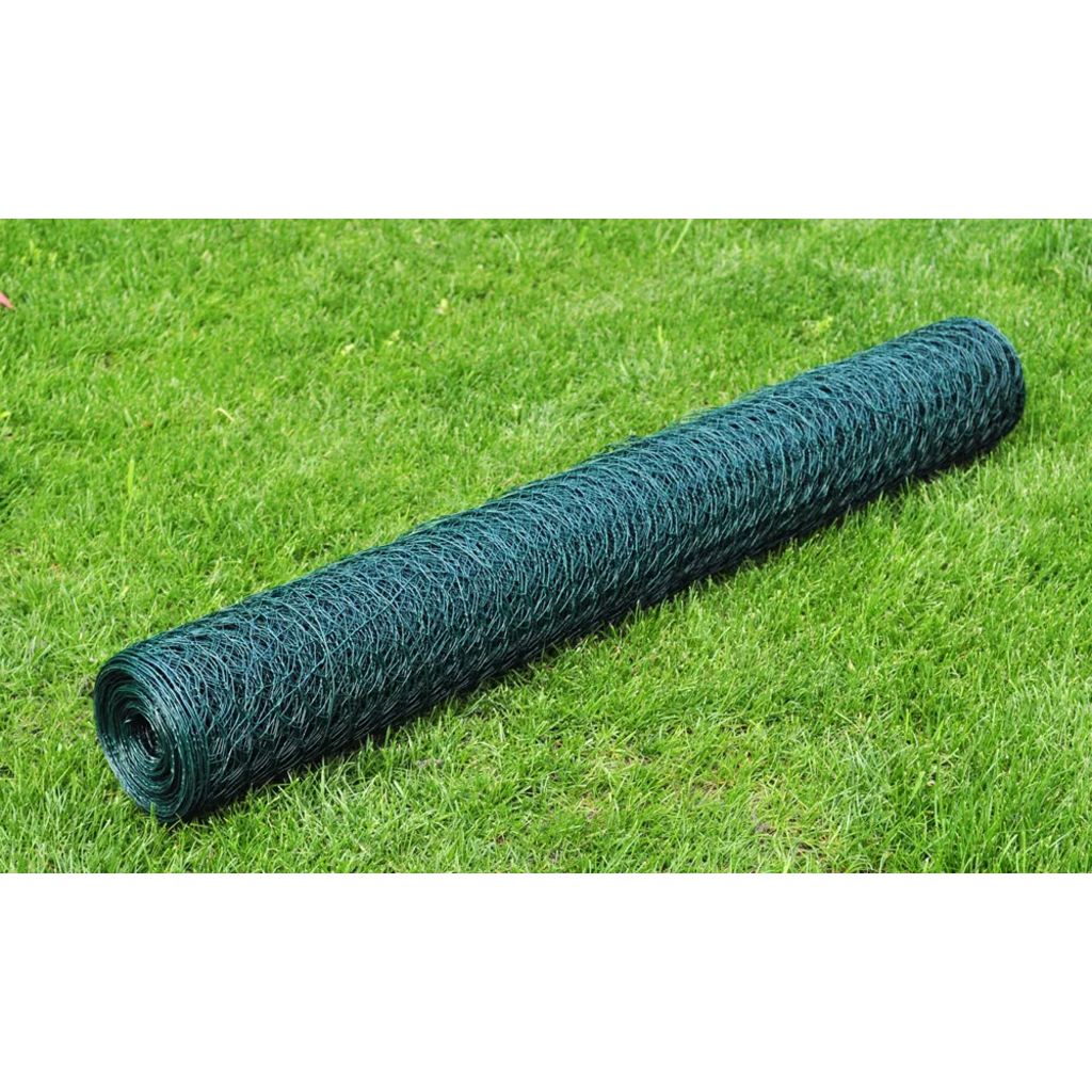 

Chicken Wire Fence Galvanised with PVC Coating 25x0.75 m Green
