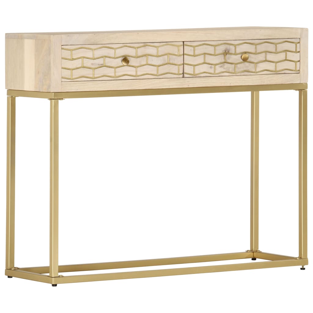 

Console Table Gold 90x30x75 cm Solid Mango Wood