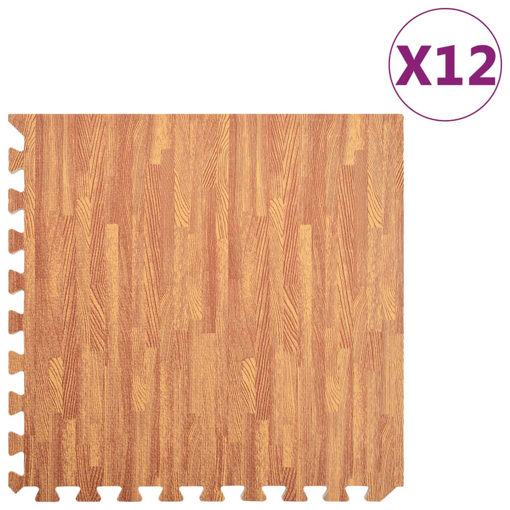Fußmatten 12 Stk. Holzmaserung 4,32 ㎡ EVA-Schaum