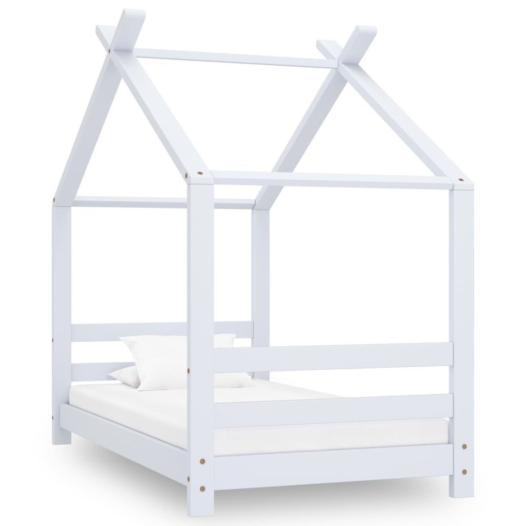 إطار سرير أطفال أبيض خشب الصنوبر الصلب 70x140 سم