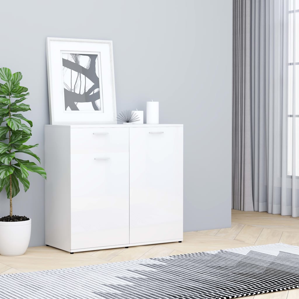 

Sideboard High Gloss White 80x36x75 cm Chipboard